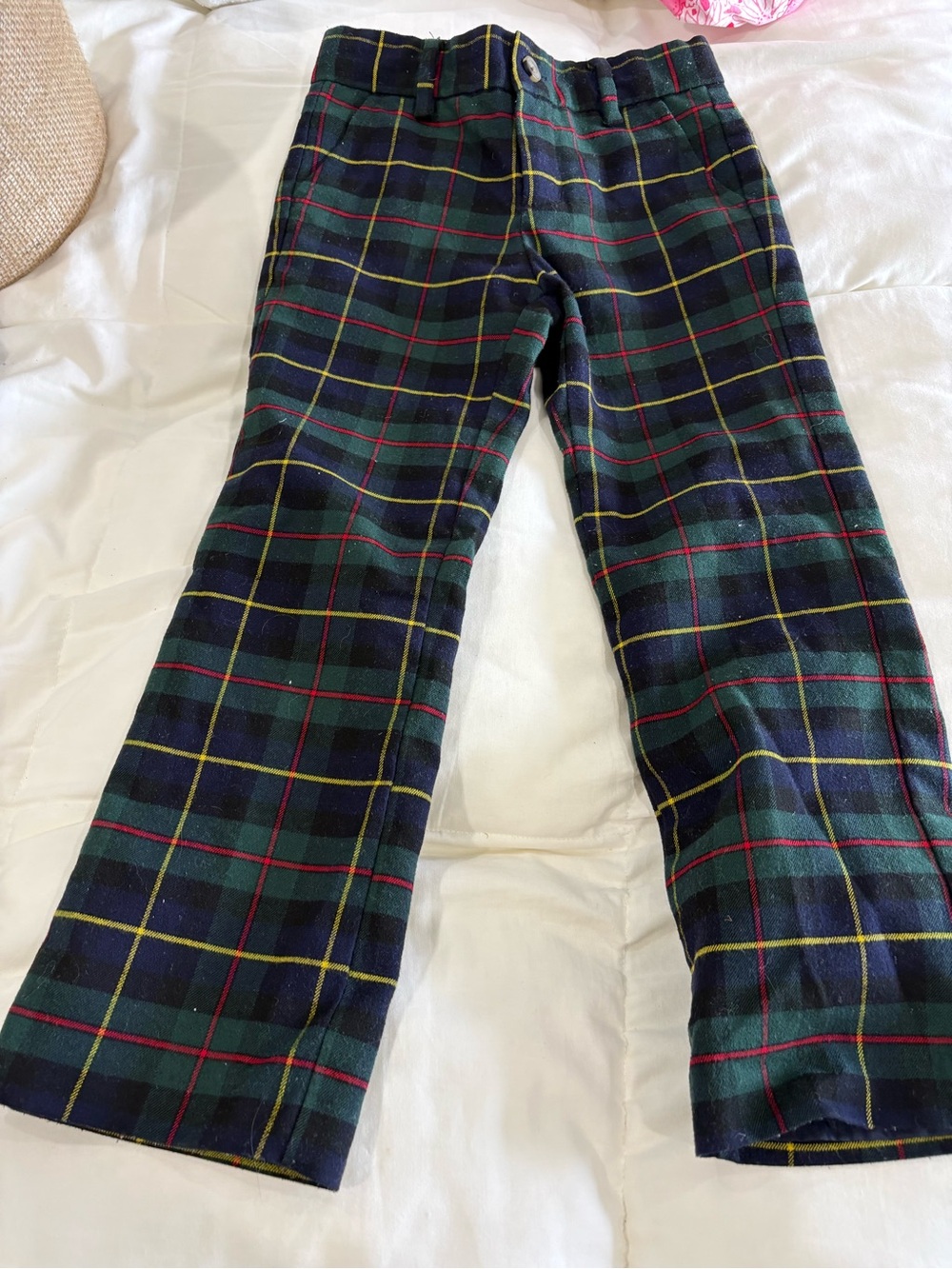 Boys Janie and Jack Green Plaid Trousers size 5